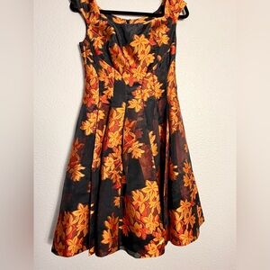 ZacPosen Black and Orange Embroidered Dress